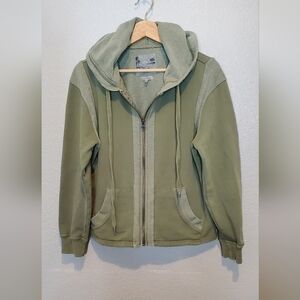 C&C California Sun Washed Green Zip-Up Hoodie with Pockets Size Small